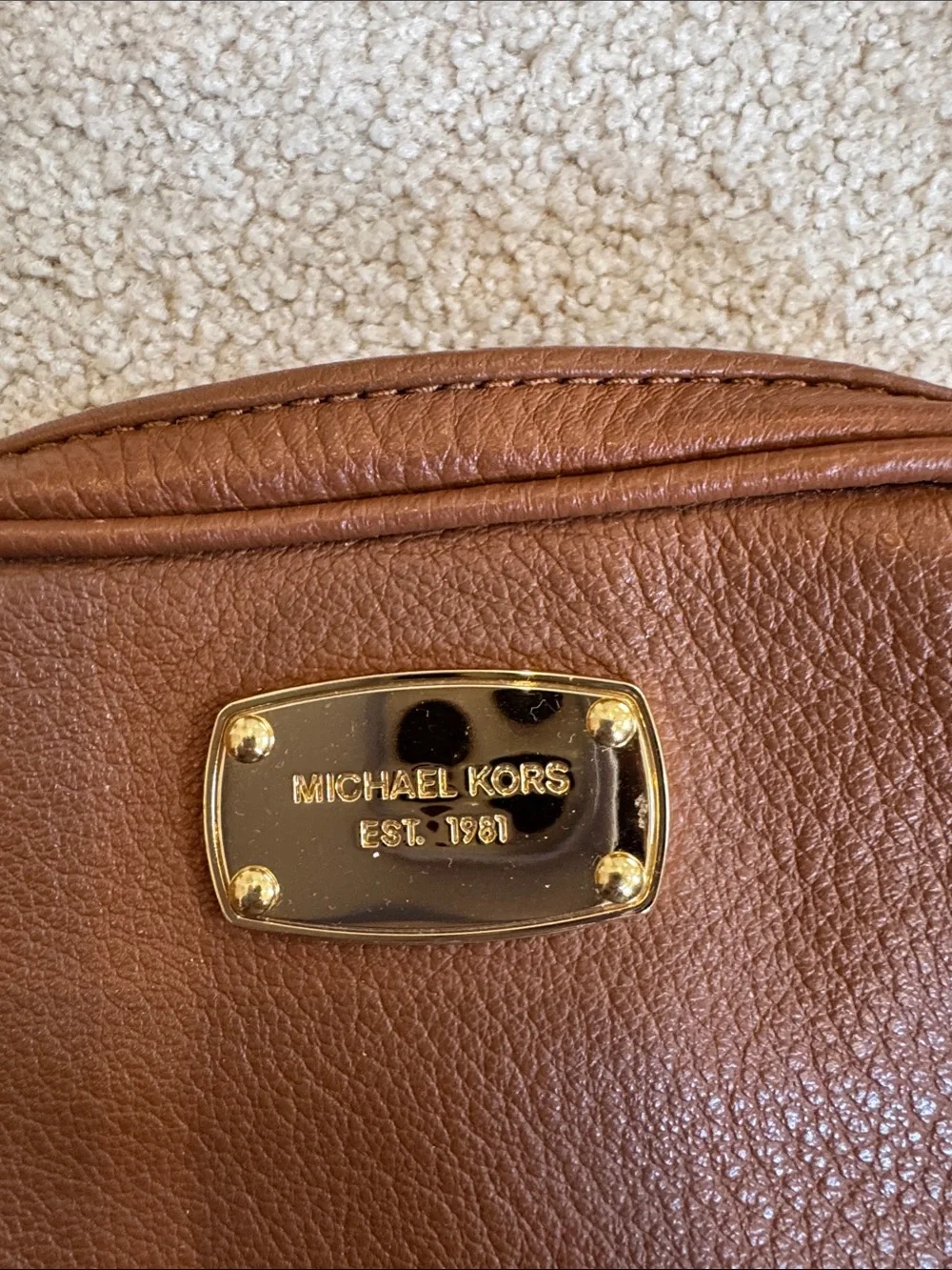Michael Kors Chestnut Leather Crossbody with Gold Plate